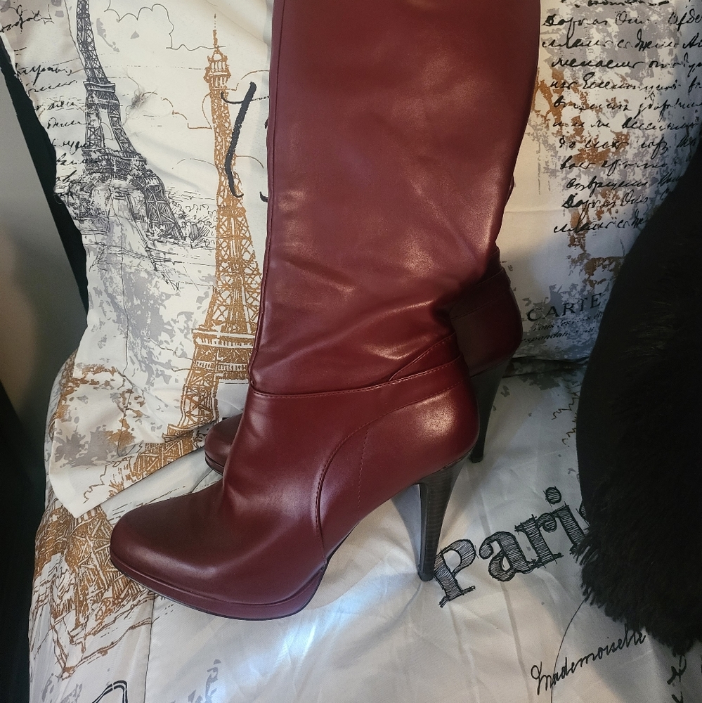 Nine West Burgundy Stiletto Boots